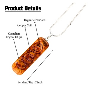 Wholesale Carnelian <b>Crystal</b> Orgone Pendant Handmade Spiritual Gemstone Orgonite Pendant Carnelian <b>Chips</b> Orgone Necklace - Product Image 2