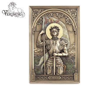 Placa de Pared con Diseño Veronés de Santa Juana de Arc (con Soporte), Serie Religiosa Artística Pintada a Mano, Decoración Europea para el Hogar, Resina - Product Image 1