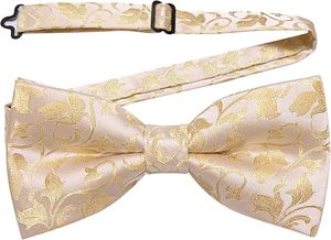 Noeuds papillon pré-noués en soie brodée de couleur unie pour hommes, pour mariage, smoking, événements formels, noir et blanc - Product Image 3