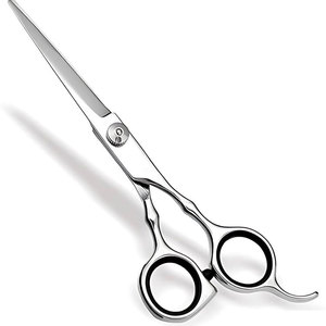 Stainless Steel 6.8-Inch Professional Right-Handed Hairdressing Scissors with Finger Rest Adjustable Screw Rubber Finger <b>Rings</b> - Product Image 1