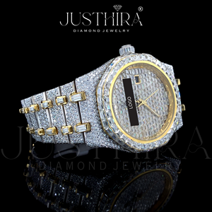 Reloj de Lujo con Movimiento de Cuarzo y Moissanita, Correa de Acero Inoxidable, Caja Plateada, Diseño Elegante y Brillante para Eventos Formales y Uso Diario - Product Image 1