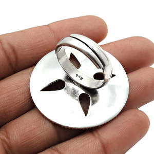 <b>Adjustable</b> Vintage Design <b>Ring</b> With Brilliant Round Cut & Star Flower Design Inside 925 Sterling <b>Silver</b> Bohemian <b>Ring</b> For Girls - Product Image 2