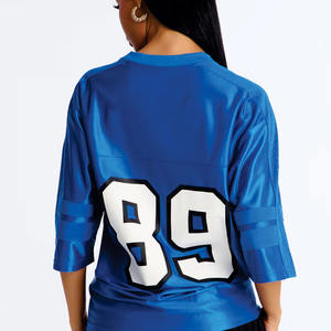 Camiseta de Fútbol Americano Retro Vintage con Cuello en V, Personalizada con Serigrafía, de Lujo, Talla Grande, 240GSM, Malla, para Mujer, 2026 - Product Image 2