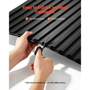 Plaques de plafond en PVC 24 x 48 pouces, lot de 12, panneaux linéaires 3D noirs, lisse, pour plafond suspendu, résistant aux chocs, 7 mm, hôtels - Product Image 4