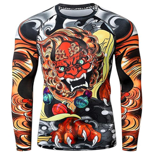 Wholesale <b>Men</b> <b>Compression</b> <b>Shirt</b> Long Sleeve Rash Guard Graphic Print UV Protection OEM Bulk Supplier - Product Image 1