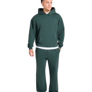 Mens Dark Green Hoodie Tracksuit <b>Set</b> <b>Matching</b> Sweatpants <b>Jogger</b> Pants Two Piece Casual Sportswear Streetwear Pullover Hooded - Product Image 1