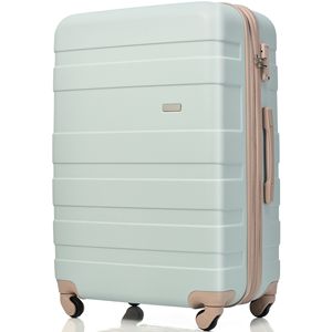 Set di borse da viaggio per valigia in ABS espandibile da 4 pezzi con ruote Spinner di 360 gradi in un bagaglio elegante verde grigio per un facile trasporto - Product Image 2
