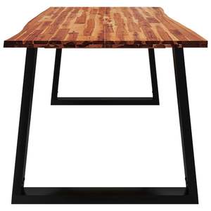 Grande table à manger durable en bois d'acacia naturel et acier noir, qualité supérieure et élégante - Product Image 5