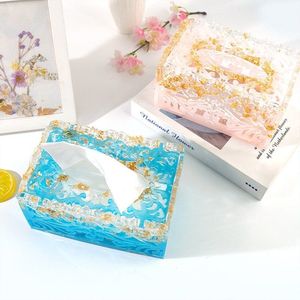 Caja de pañuelos de resina de alta calidad, forma redonda, multicolor, perfecta para regalo, familiares y amigos - Product Image 1