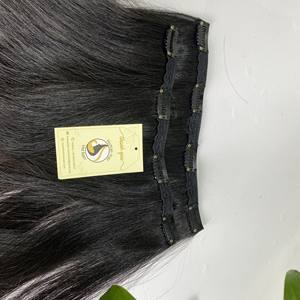 Extensions de cheveux humains indiens 100% humains, sans couture, bruts, vietnamien, cuticules alignées, vierges, lisses, naturelles, noires, avec clips - Product Image 3