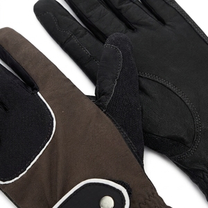 Gants de moto en cuir à doigts entiers, noirs et marron, antidérapants, avec fermeture à cordon, coupe-vent, unisexes, pour usage extérieur estival - Product Image 5