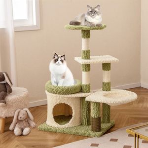 Torre per Gatti a Più Livelli da 38 Pollici con Cuccia e Letto, Albero Estetico per Gatti e Tiragraffi - Product Image 1