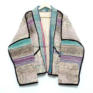 เสื้อแจ็คเก็ตผ้าฝ้ายถักคุณภาพดี ระบายอากาศได้ดี สไตล์วินเทจ คันธา สำหรับผู้หญิง ตกแต่งกระดุมด้วยมือ เหมาะสำหรับฤดูหนาว ฤดูใบไม้ร่วง ฤดูใบไม้ผลิ แขนยาว - Product Image 6