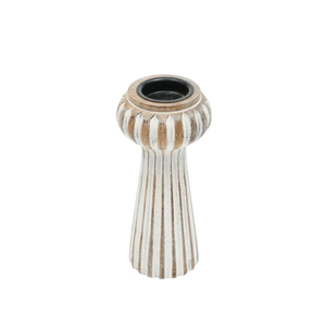 Juego de 3 Portavelas de Pilar de Madera con Estilo Antiguo, Portavelas de Madera Rústica Marrón Vintage, Juego de Candelabros Decorativos - Product Image 2