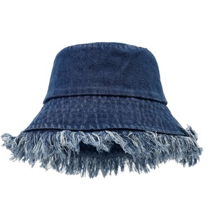 Vintage Scrub Washed Denim Fisherman <b>Bucket</b> <b>Hats</b> Pigment Dyed Washed Cotton Fisherman <b>Hat</b> Solid Color Wholesale Prices - Product Image 2