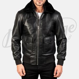 Chaqueta Bomber Urbana de Cuero Negro para Hombre con Forro en Contraste, Capucha Integrada, Chaqueta Exterior de Piel de Oveja Genuina al por Mayor con Cierre - Product Image 5