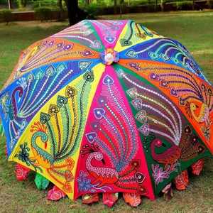 Lote al por mayor de sombrillas vintage bordadas a mano, parasoles de algodón, decoración para bodas indias, sombrillas de protección solar - Product Image 4