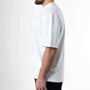 เสื้อยืดคอกลมโอเวอร์ไซส์ผู้ชาย พิมพ์โลโก้ได้ ผ้าคอตตอนหนา แฟชั่นสตรีท ขายส่ง รับผลิตแบบ OEM ODM - Product Image 2