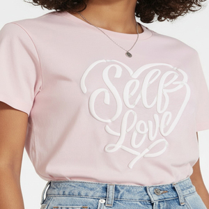 T-shirts pour femmes en coton 100% - Couleur rose clair - Imprimé - Col rond - Manches courtes - Coupe classique - T-shirts pour femmes - Product Image 5