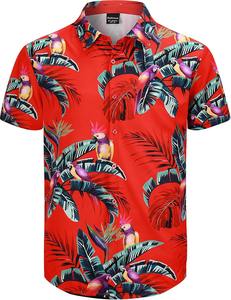 Chemise d'été pour homme à imprimé hawaïen, manches courtes, décontractée, boutonnée, colorée, florale, en coton, pour les vacances - Product Image 2