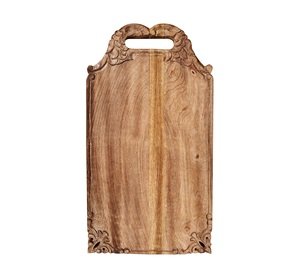 Planche à découper en bois d'acacia de luxe, sculptée à la main, avec détails floraux, surface épaisse et durable, sans danger pour les aliments, élégante planche de service - Product Image 3