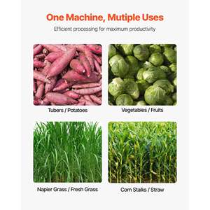Hache-paille multifonctionnel 2200W 220V, machine de traitement des aliments, double port d'alimentation, capacité de 1719 lb/h, coupe de tiges de maïs fourragères - Product Image 5
