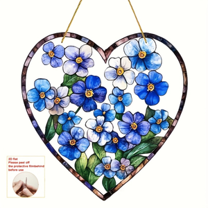 CIFbuy Acchiappasole Artigianale in Acrilico Blu con Cuore Floreale Stile Vetro Colorato, Decorazione da Parete per Casa e Giardino, Regalo in Cristallo - Product Image 2