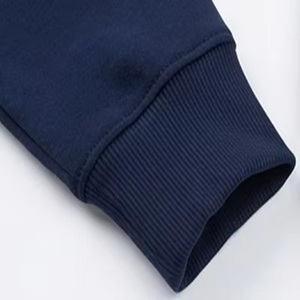 Sweat-shirt à capuche pour homme, bleu marine, fermeture éclair intégrale, coupe classique, en molleton de coton uni, avec logo rouge imprimé - Product Image 4