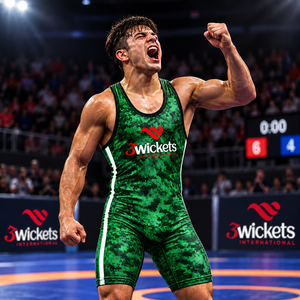 Green Custom <b>Wrestling</b> <b>Singlet</b> <b>Men</b> Youth Sublimation Team <b>Wrestling</b> Uniform 4 Way Stretch Quick Dry Custom Logo Wholesale - Product Image 3