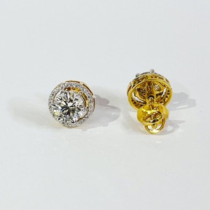 5 Ct White Lab Created Diamond <b>Stud</b> Dangle Earrings Halo Settings 18K Gold Plated Great Luster Color F Clarity VVS1 Gift - Product Image 3