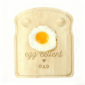Toast Shaped Wood Breakfast Board with <b>Egg</b> Holders Engraved Fathers Day Gift Novelty Serving Tray Manufacturer Direct - Product Image 1