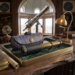 Télescope de poche en laiton avec étui en cuir, motif pirate en relief, navigation marine, jumelles antiques, loupe de table, grossissement 5x, OEM/ODM - Product Image 4