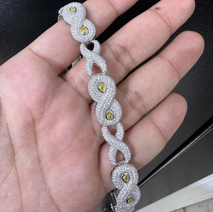 Luxury <b>White</b> Gold <b>Bracelet</b> With Pear Cut Fancy Diamonds Rhodium Plated Women's Everyday Wear Jewelry Available for Best Price - Product Image 1