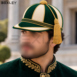Gorra de Terciopelo Verde Oscuro con Ribete Dorado y Borlas, Estilo Clásico para Clubes Deportivos, Celebraciones y Eventos, Precio de Fábrica - Product Image 5