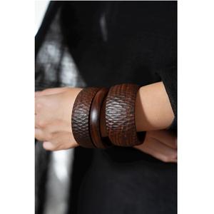 Brazalete de Madera de Estilo Vintage, Brazalete Clásico de Madera para Mujer, Joyería Tradicional Hecha por Apex Align - Product Image 1