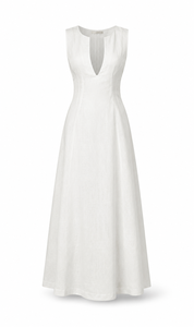 Robe d'été élégante blanche 100 % coton, style bohème, col halter, sans manches, coupe trapèze, moderne, respirante, écologique, tissée unie - Product Image 5