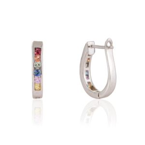 Impresionantes pendientes de aro finos de plata de ley 925 con múltiples gemas de zafiro para mujer, joyería a precio de mayoreo. - Product Image 5