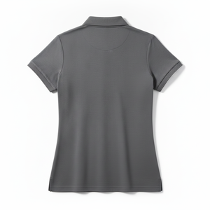 Polo de Manga Corta Gris para Mujer, 100% Poliéster, Tejido Transpirable, Color Sólido Informal, Largo Regular - Product Image 3