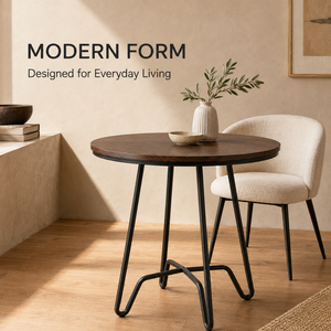 Table Ronde Moderne avec Pieds en Métal Noir Design Minimaliste pour Salon Table en Bois pour la Maison - Product Image 4