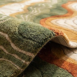 Alfombra Topográfica de Lujo, Diseño Abstracto Verde y Marrón, Alfombra Moderna Hecha a Mano para Sala de Estar, Vestíbulo de Hotel, Decoración de Interiores - Product Image 5