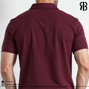 Polo de manga corta color granate para hombre, de algodón jersey, color sólido, informal, de punto, para exteriores. - Product Image 4