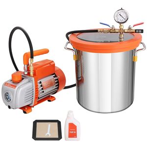 Camera di degassaggio sottovuoto con coperchio in vetro temperato e pompa da 3,5 CFM, kit pompa da 5 galloni a stadio singolo da 25 CFM per vuoto - Product Image 1