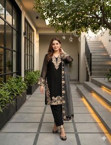 DESIGNER HEAVY FUAX GEORGETTE EMBROIDERY WORK 3 PIS SALWAR KAMEEZ for WOMEN - Product Image 3