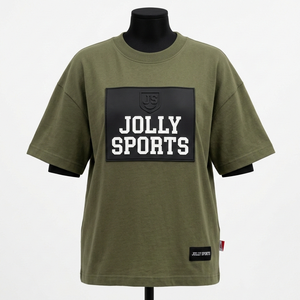 Camiseta Oversize de Algodón Jersey de 220 GSM para Mujer, Estilo Urbano, Verde Oliva, con Parche de Logo de Silicona, de Secado Rápido - Product Image 3