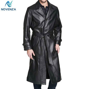 Abrigo de Cuero Genuino Premium para Hombre, Estilo Gabardina, Reversible, Forro Cálido, Diseño Clásico con Botones, para Uso Diario Formal e Informal - Product Image 1