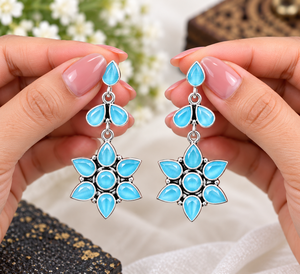 Pendientes de Plata Oxidada con Forma de Gota de Flor y Ojo de Gato Amarillo para Mujer, Venta al por Mayor |   Pendientes Boho Hechos a Mano con Piedras de Circonio |   Boda Étnica - Product Image 3