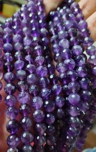 Cuentas de amatista facetadas redondas de piedra natural para la fabricación de joyería DIY al por mayor - Product Image 6