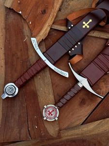 Épée médiévale artisanale des Chevaliers Templiers Faithkeeper Accolade, réplique de croisier en acier à haute teneur en carbone, cadeau de collection - Product Image 2