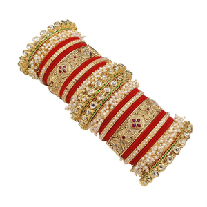 Regal Finish Pota Kundan and Pearl Bridal <b>Bangles</b> <b>Set</b> - Product Image 2
