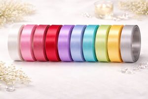 Cinta de Satén Tejida Roja de 50 mm de Doble Cara, Color Sólido, 100% Poliéster, Resistente al Encogimiento, Decorativa, para Regalos y Manualidades, de Neelkamal Industries - Product Image 4